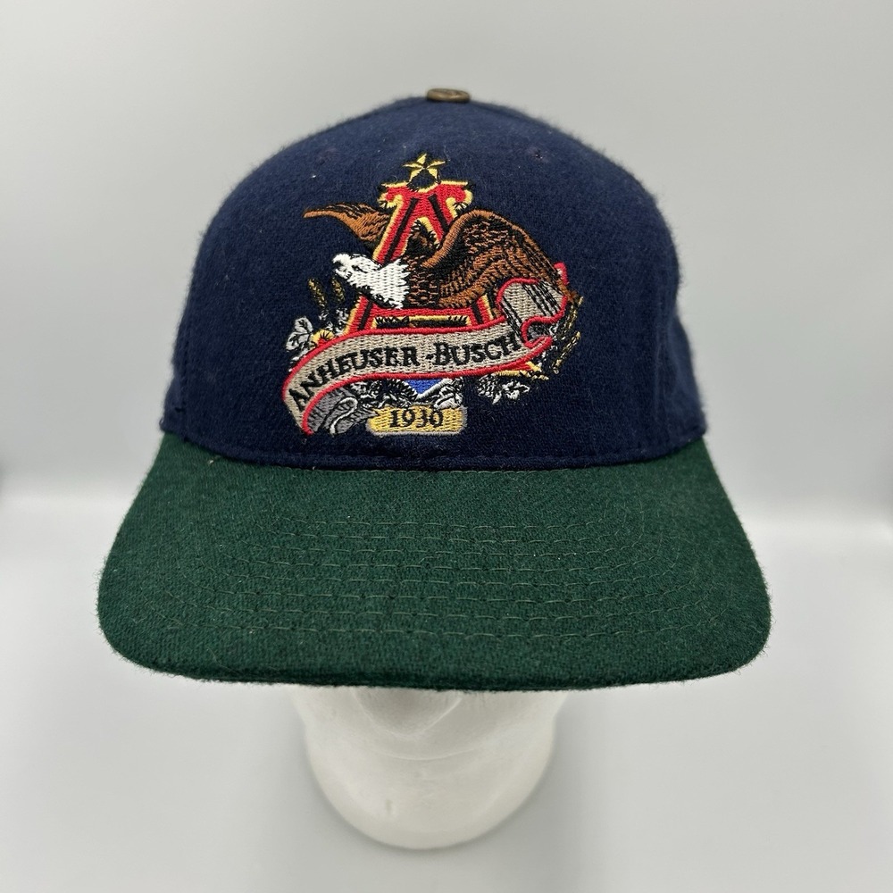 Vtg Anheuser Busch Eagle Trucker Cap Hat Logo Adjustable Suede Collector Edition
